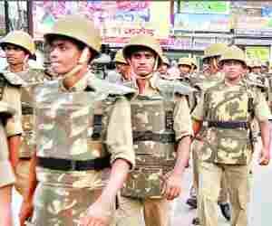 Police march in city 