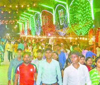 devotees aroused was swamped in pandals