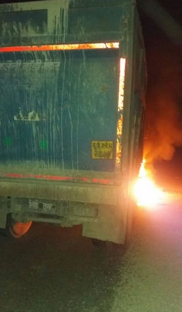 After the death of the young villagers set fire to a dumper 