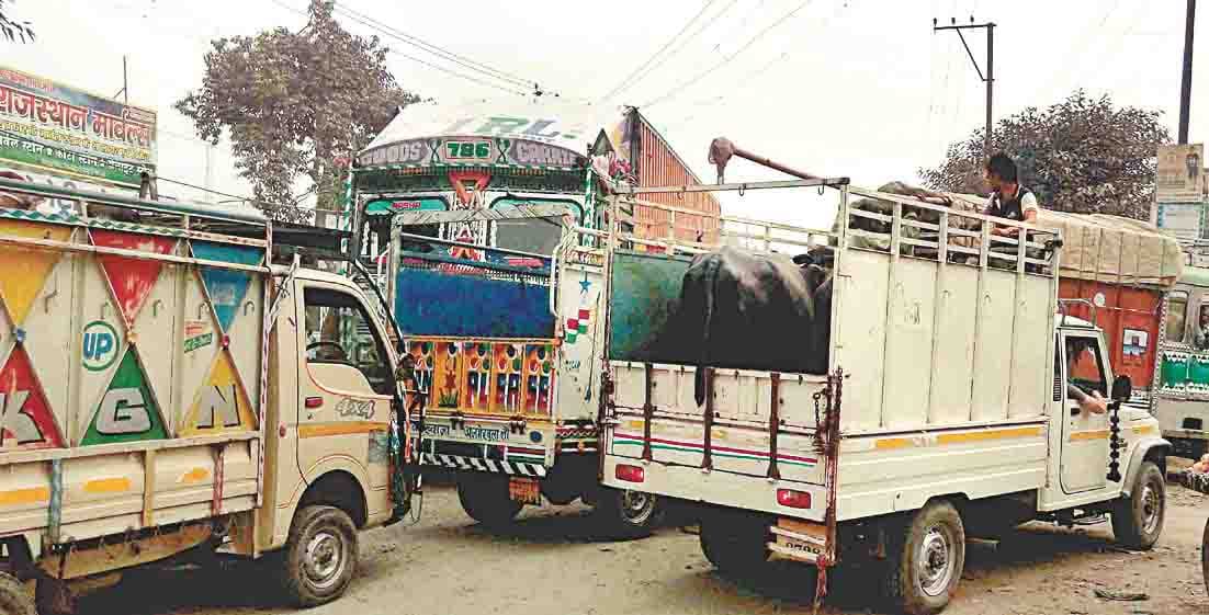 Police on the diversion route Kartik Fair