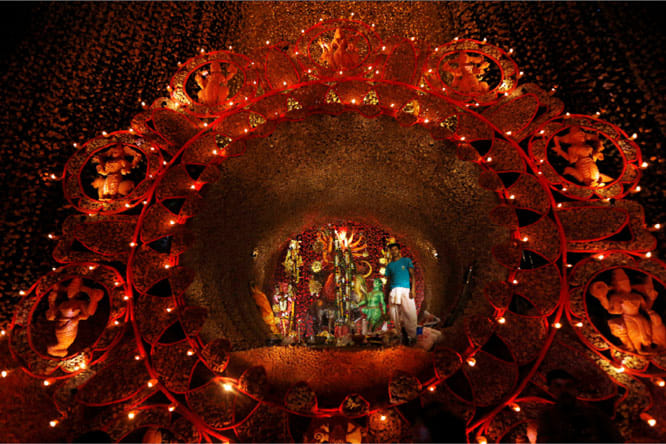Durga Puja organisers show casing Mamata Bannerjee in the pandals