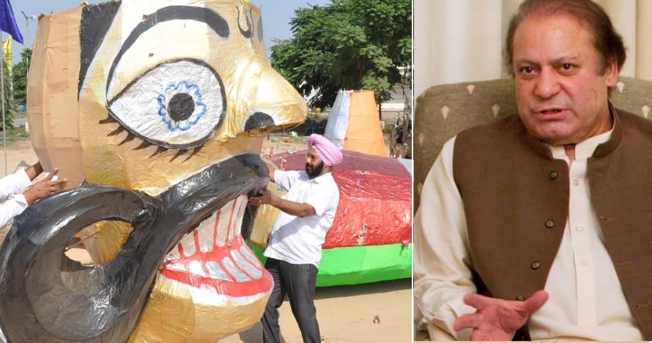 pakistan pm nawaz sharif statue will burn with ravana statue in mohali