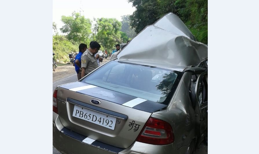  Haryana Roadways Bus Crush three Cars at Nahan, one Died, live photos
