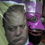 नवाज शरीफ और हाफिज सईद का पुतला