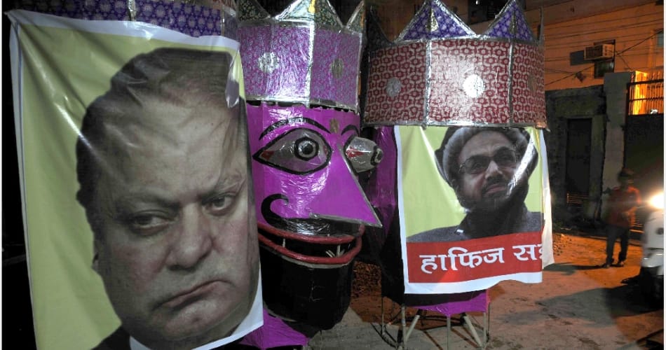 statue of ravana, statue of Nawaz Sharif Hafiz Saeed in ludhiana