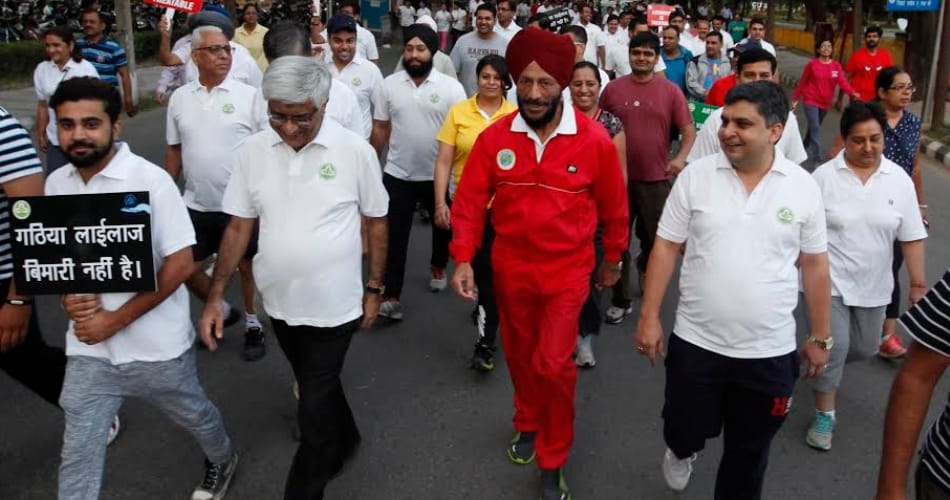 chandigarh pgi doctors awareness walk with flying sikh milkha singh on world arthritis day