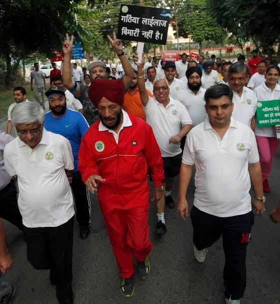 chandigarh pgi doctors awareness walk with flying sikh milkha singh on world arthritis day