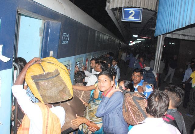 Crowded trains, seat scramble