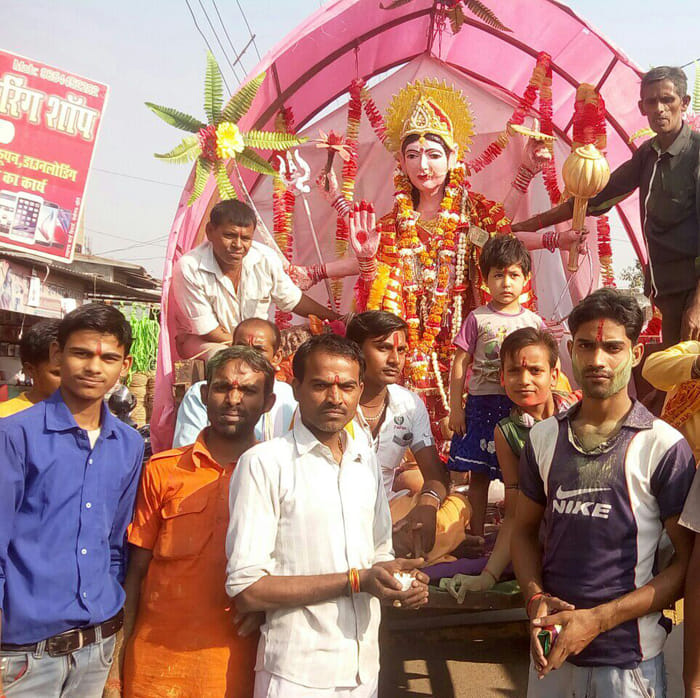 Gaje- with musical instruments Durga idols were immersed