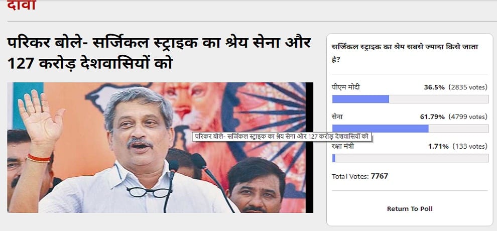 Amar Ujala Poll: People give credit to indian army for Surgical strike 