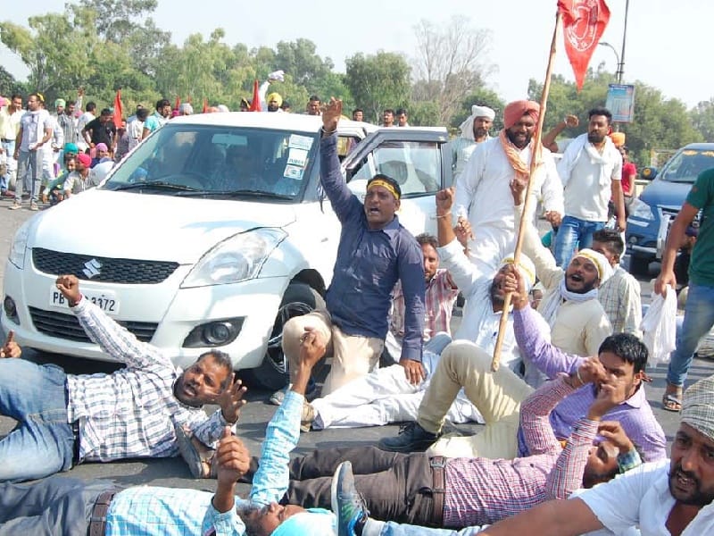 jaam, traffic jaam in bhatinda, theka karmi protest in bhatinda