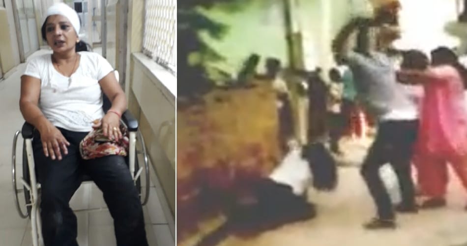 lawyer beaten lady with stick in sonipat and victim lady daughter captured video of incident