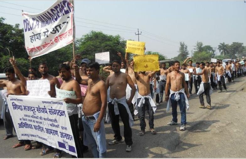 Workers went topless in the streets