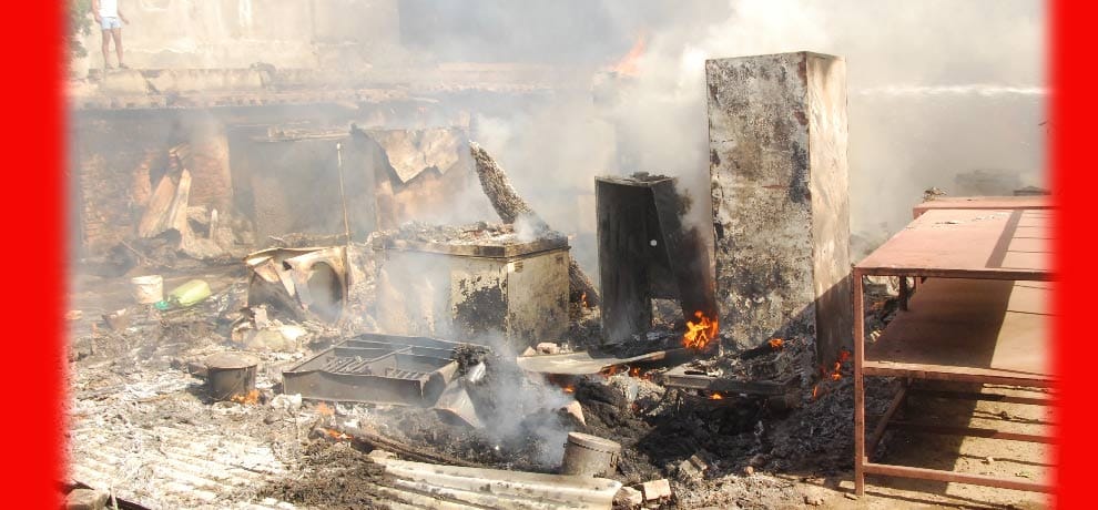 Service station on fire, goods worth Rs. 6 lakh burnt