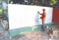 bycicle club, making wall, needy people, kaithal