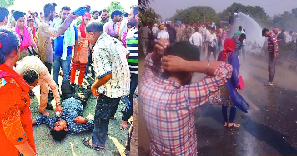 Huge lathicharge at punjab cm parkash singh badal house