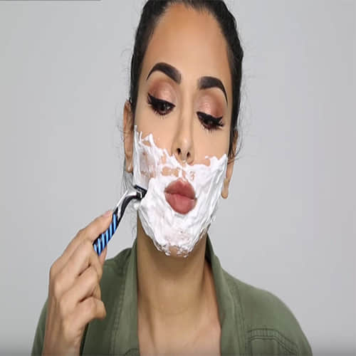 beauty expert who regularly shaves her face 