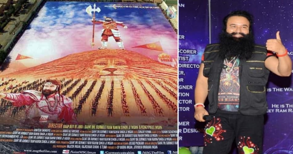 dera sacha sauda followers made world's biggest poster of ram rahim movie msg the warrior lion heart
