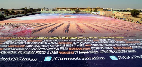 dera sacha sauda followers made world's biggest poster of ram rahim movie msg the warrior lion heart