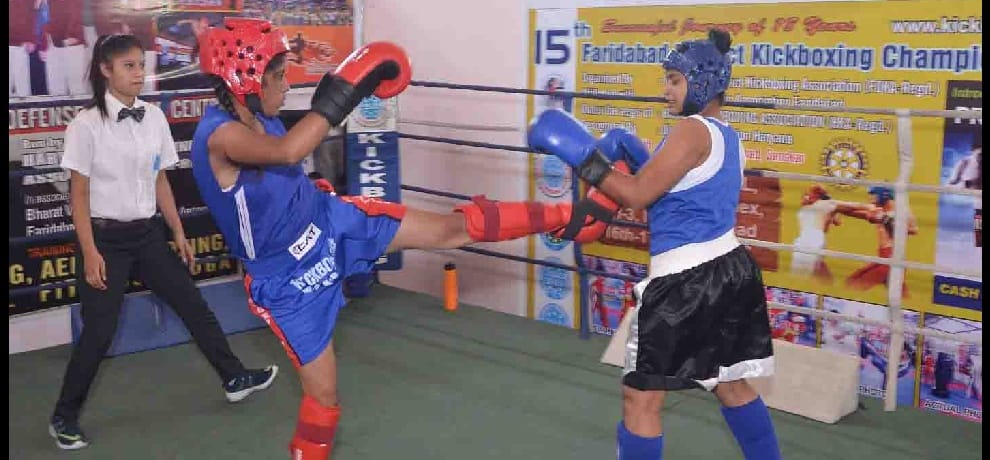 faridabad wins medals in state level kick boxing competition