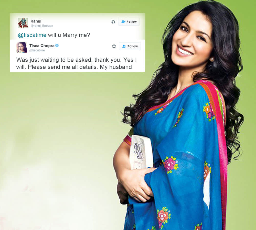 tisca chopra gets marriage proposal on twitter and she says yes