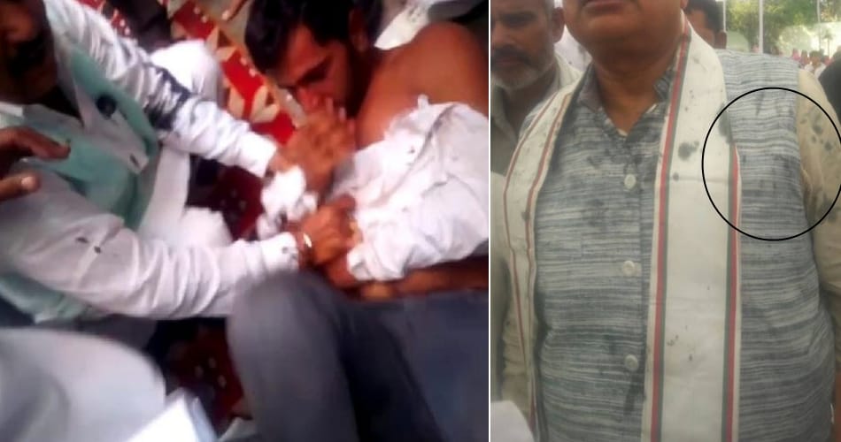 threw ink on BJP MP Rajkumar saini, young man beaten by people
