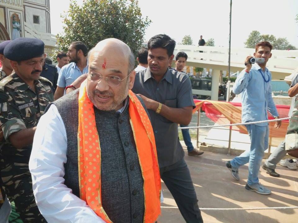 bjp president amit shah in Agroha Dham in hisar, annual fair on Sharad Purnima
