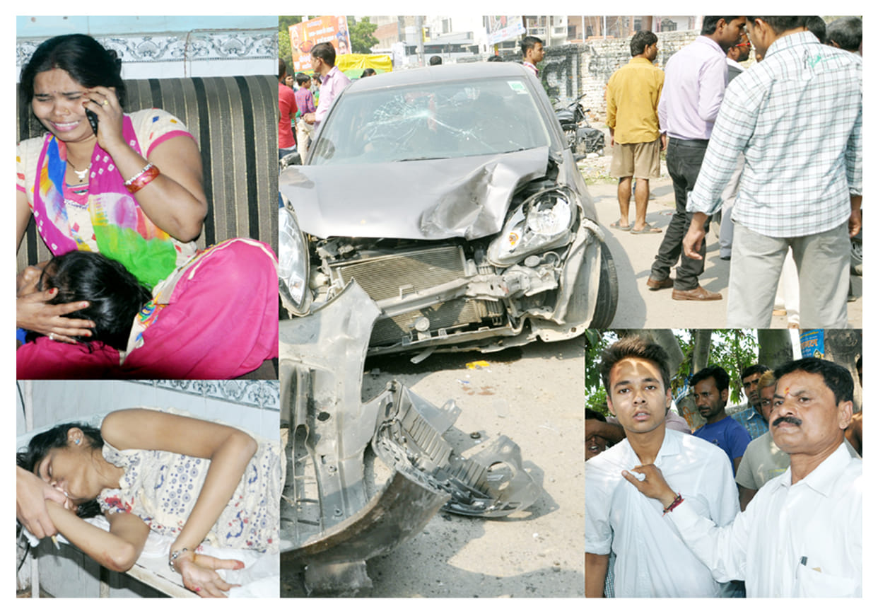 six crushed uncontrollable car two girls seriously