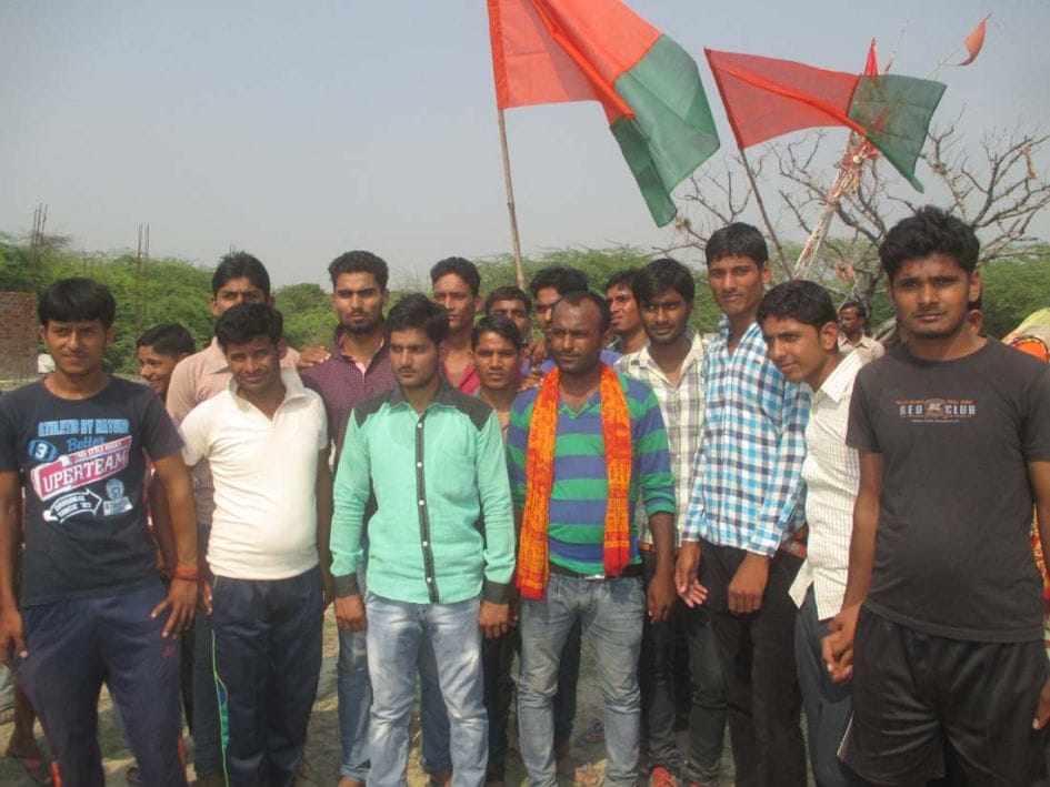 Electrification angry villagers demonstrating absence