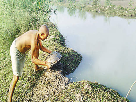 Minor bridge collapsed, farmland submerged