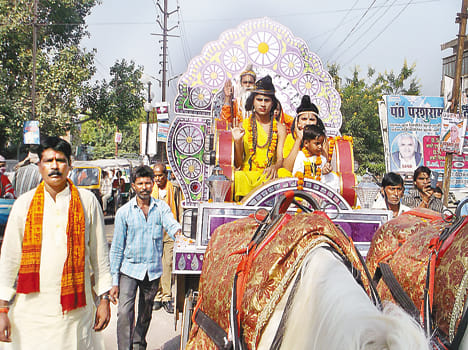 Valmiki Jayanti procession out of the boom