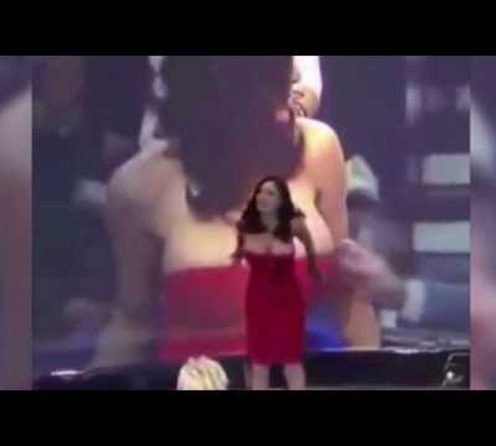 Yola Berrocal walks off TV set after presenter pulls her top down