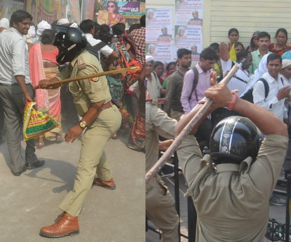 Police lathicharge at shiksha prerak in lucknow