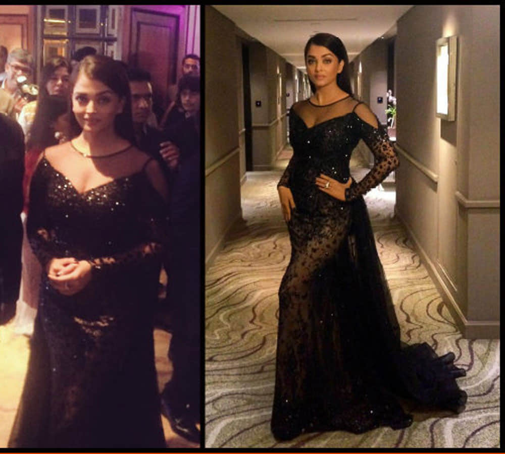 rekha gives filmfare award to aishwarya rai bachchan
