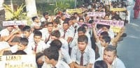 protest, students, transfer, sports school, rai, sonipat