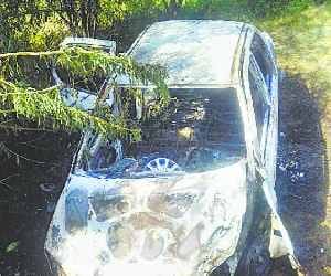 after hitting power pole and Houses car burnt 