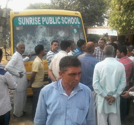 girl child suppressed by school bus in panipat, died in hospital