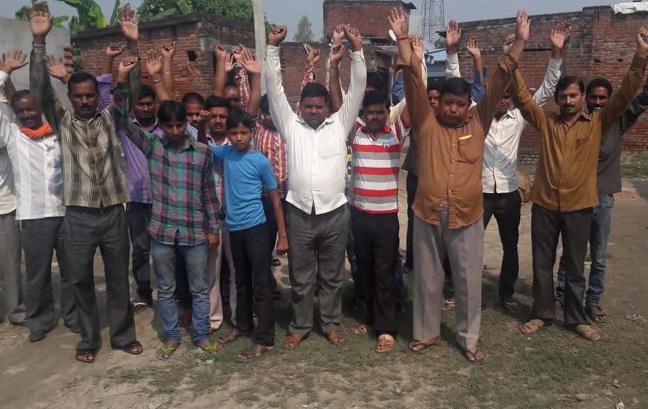 Villagers demonstrating against health department