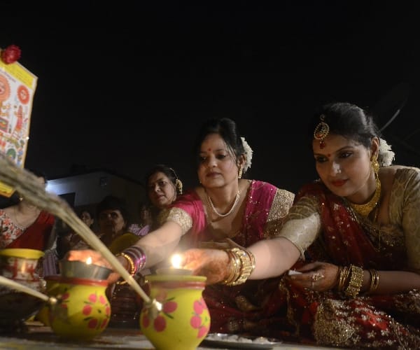  women perform worship on karwa chauth.
