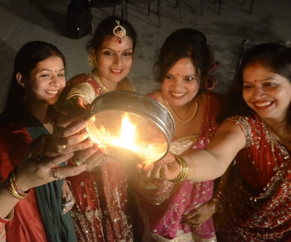  women perform worship on karwa chauth.