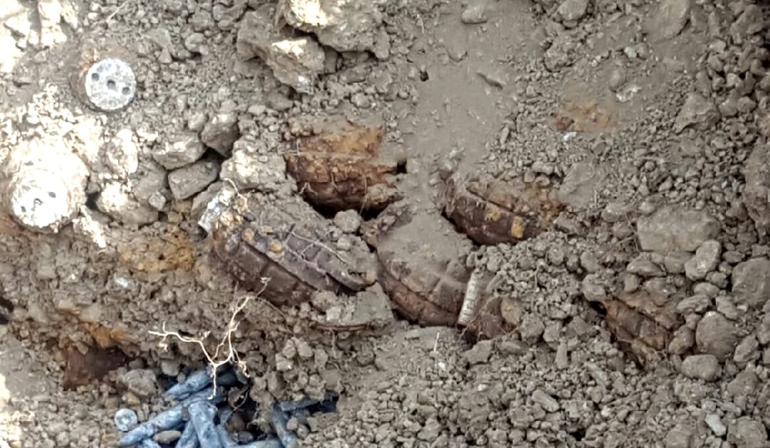 GRANADES FOUND IN JAMMU AND KASHMIR WHILE DIGGING ROAD
