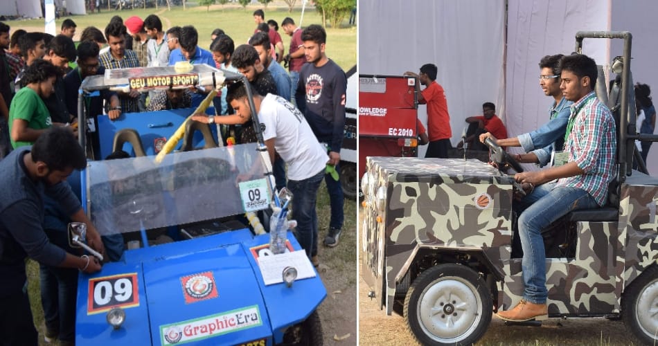 engineers unique car models diplayed in punjab university institute of engineering fest