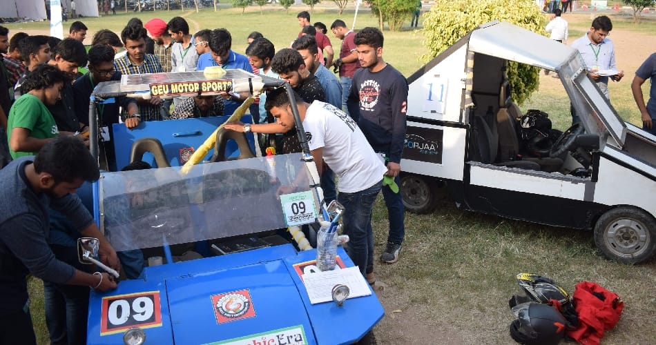 engineers unique car models diplayed in punjab university institute of engineering fest