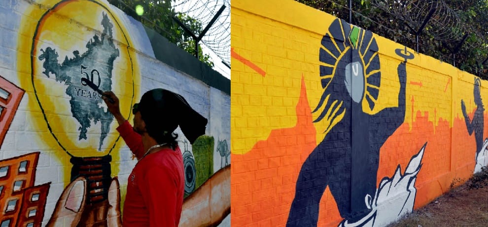 golden jubilee of haryana: walls of gurgaon will message geeta
