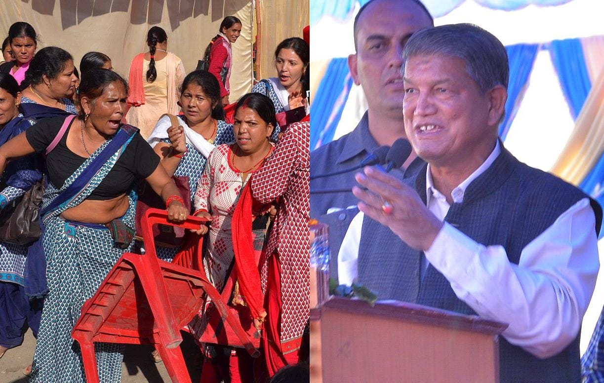 anganwadi worker protest against CM rawat.
