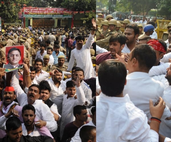  SP activists make ruckus in Lucknow.