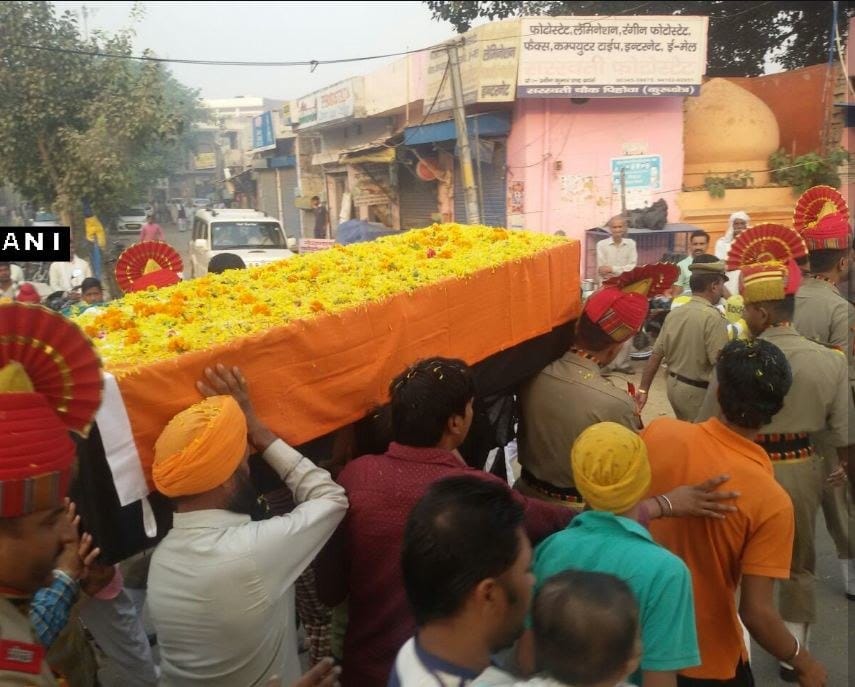 Haryana Kurukshetra bsf soldier sushil kumar martyr, Funeral today