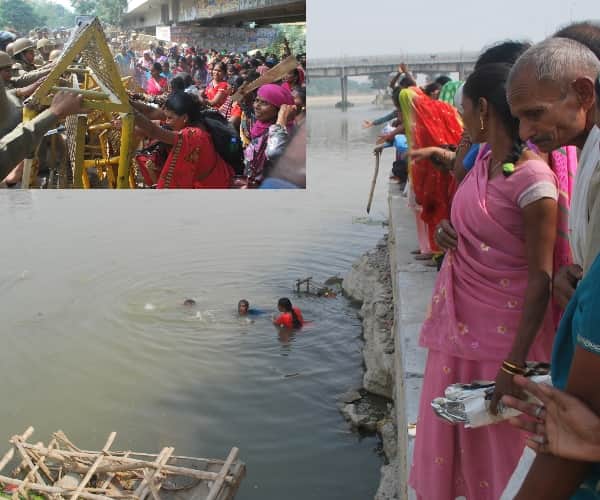 women jumped in river gomati.
