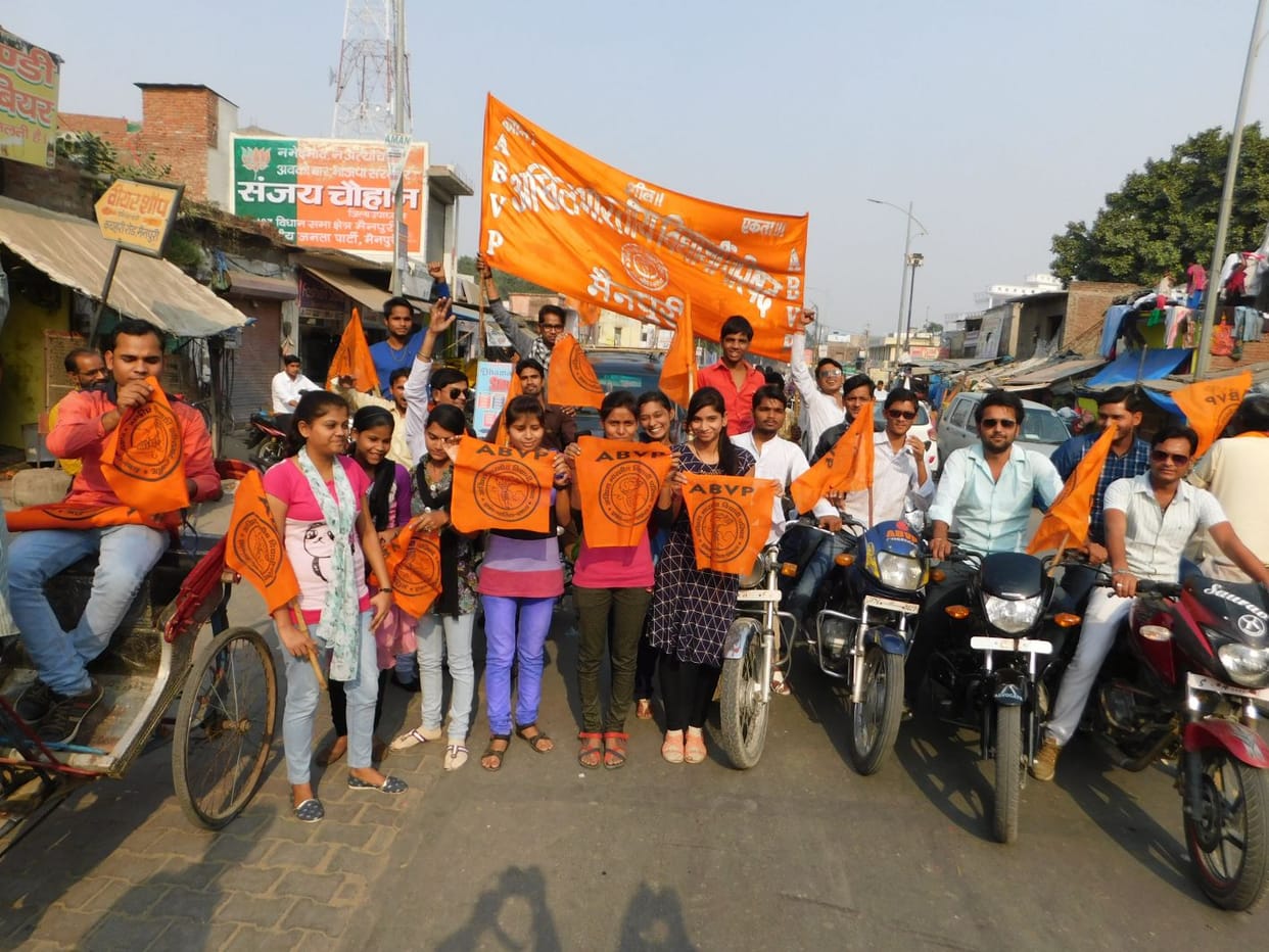 Students shout out in support of the rally Bike Rally