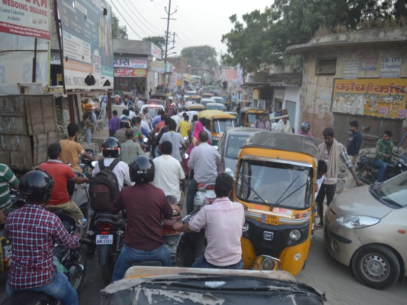 massive jam in mathura due to festival